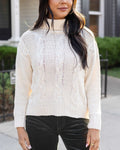 Ivory Chunky Cable Knit Turtleneck Pullover