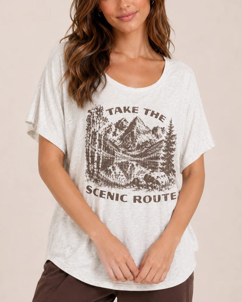 Mountain Landscape Vintage Graphic Scoop Neck Tee