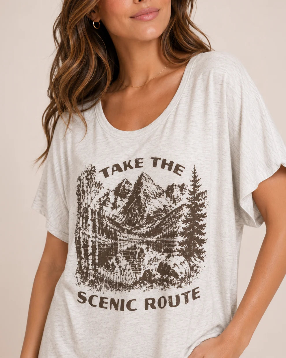 Mountain Landscape Vintage Graphic Scoop Neck Tee